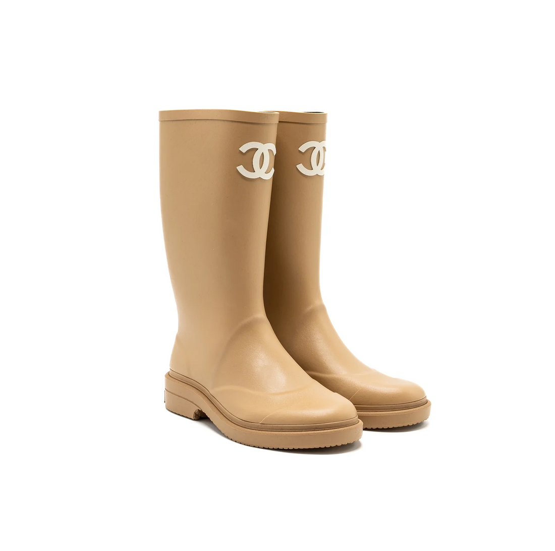 Chanel Wellington Rubber Rain Boots 'Beige' (W)