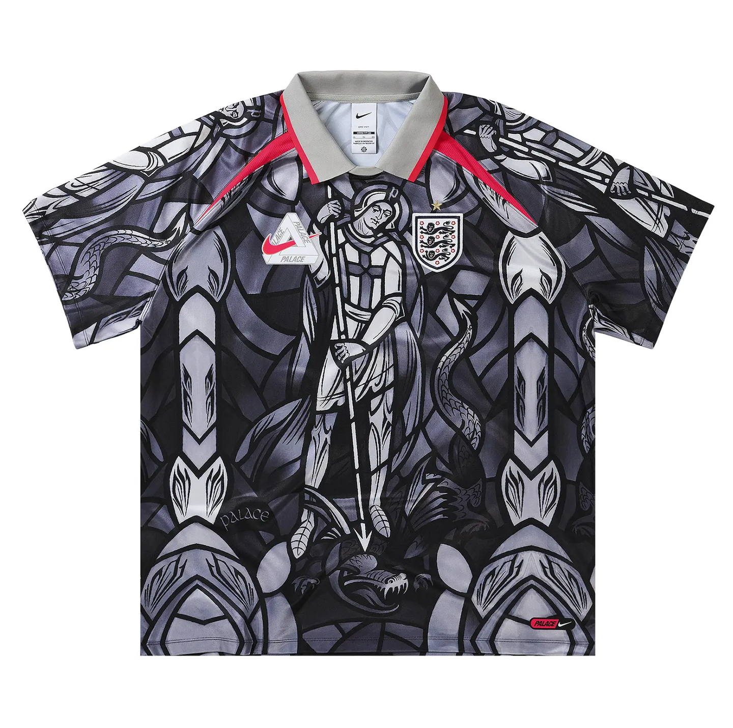 Palace x Nike England Football Jersey "Pewter Grey/Bright Crimson"