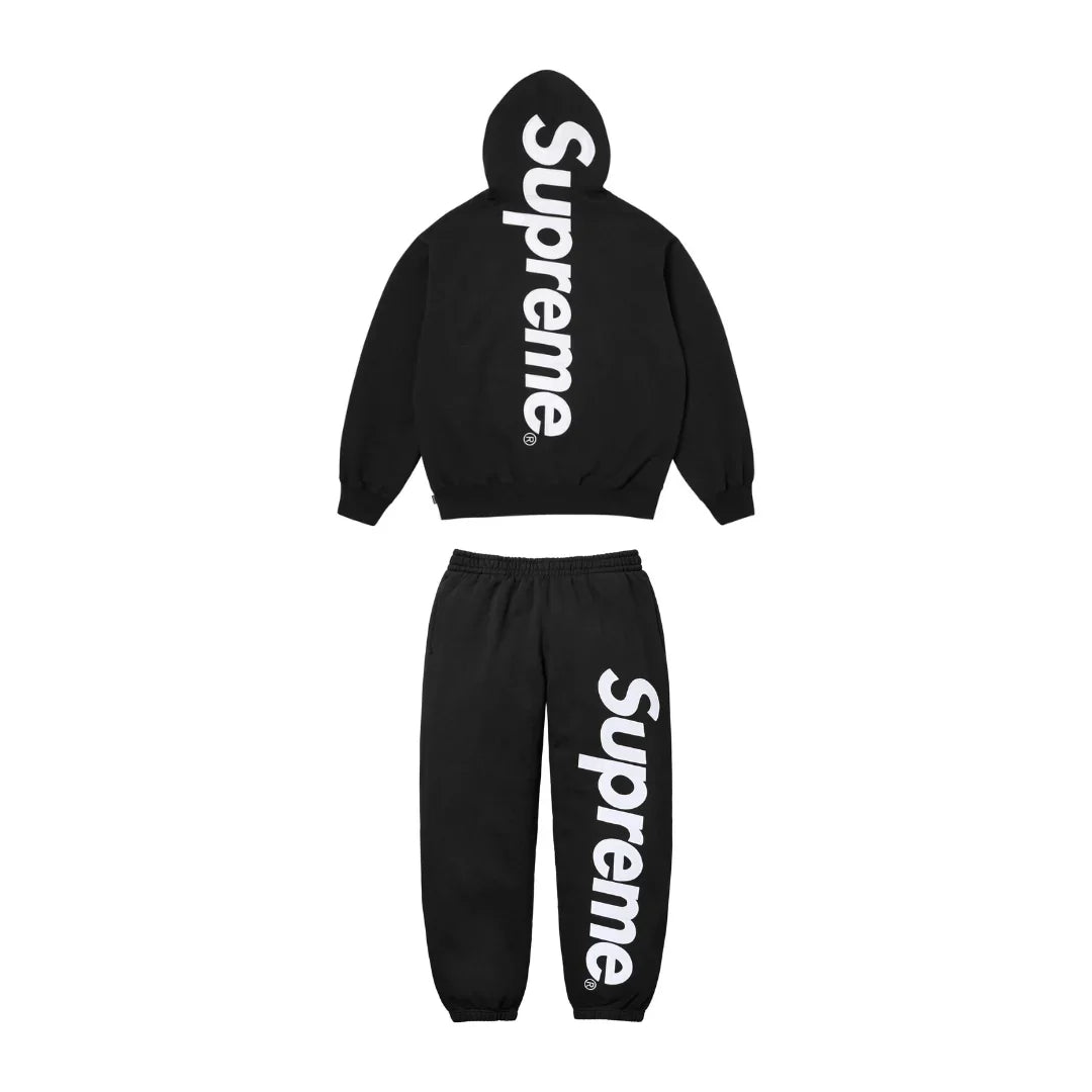 Supreme Satin Appliqué Hoodie & Sweatpants Black