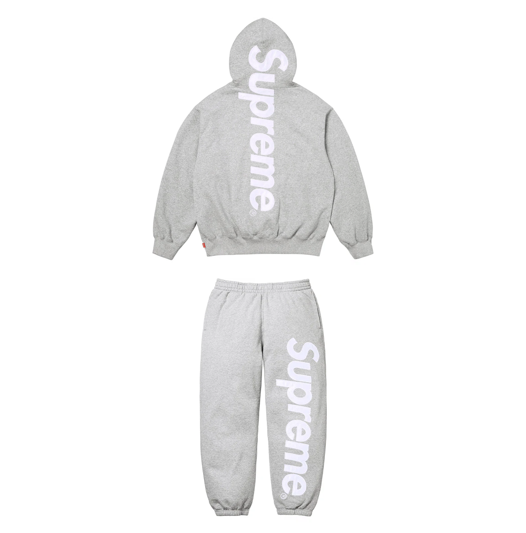 Supreme Satin Appliqué Hoodie & Sweatpants Grey