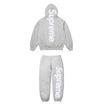 Supreme Satin Appliqué Hoodie & Sweatpants Grey