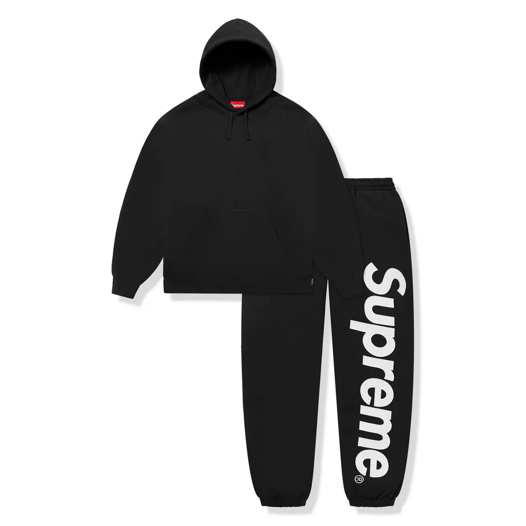 Supreme Satin Appliqué Hoodie & Sweatpants Black