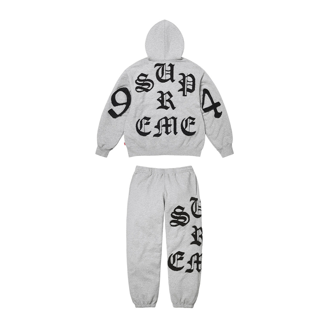 Supreme Cut-Out Zip-Up Hoodie & Sweatpants Heather Grey