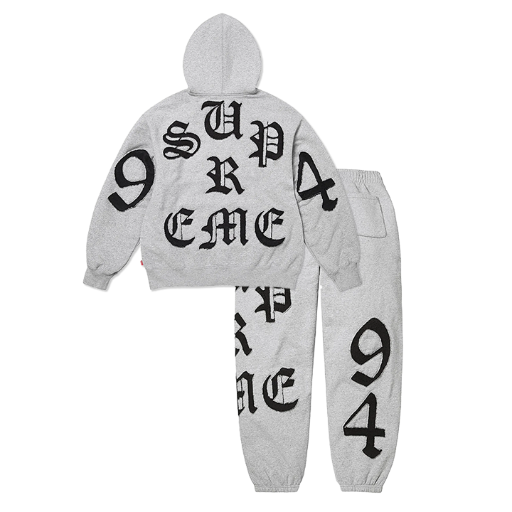 Supreme Cut-Out Zip-Up Hoodie & Sweatpants Heather Grey