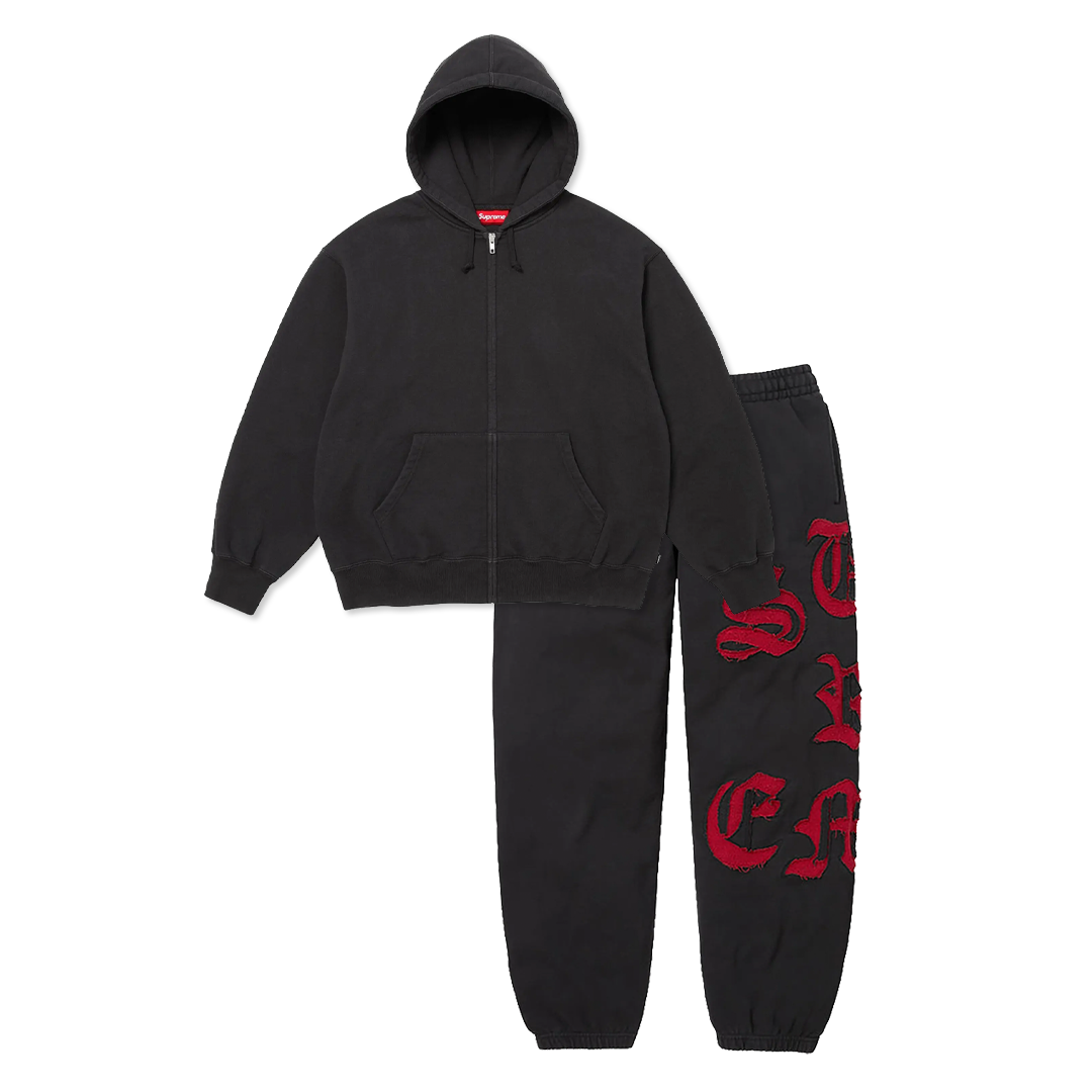 Supreme Cut-Out Zip-Up Hoodie & Sweatpants Black