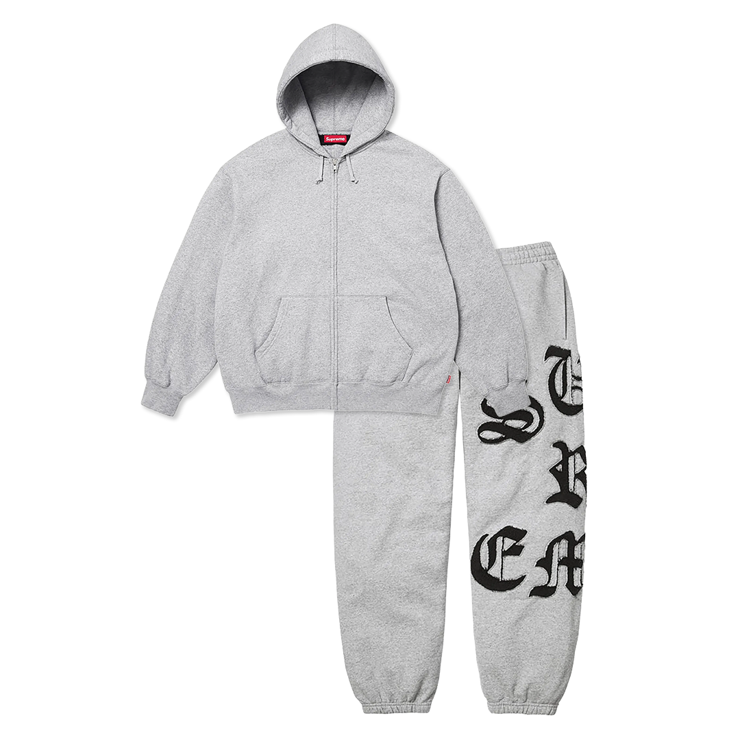 Supreme Cut-Out Zip-Up Hoodie & Sweatpants Heather Grey