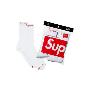 Supreme Hanes Crew Socks 4-Pack White