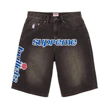 Supreme Mitchell & Ness Washington Bullets Baggy Denim Short 'Black'
