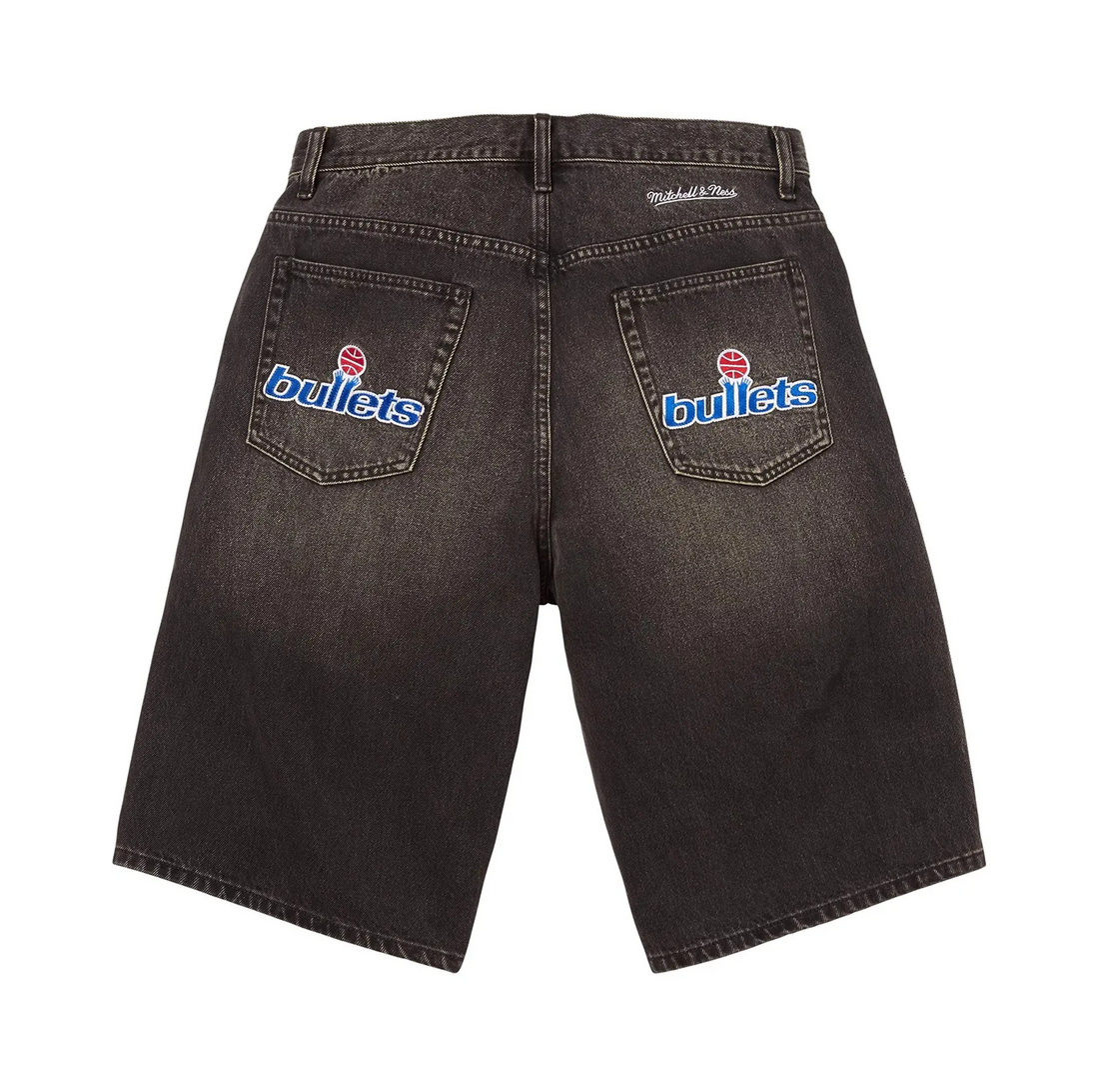 Supreme Mitchell & Ness Washington Bullets Baggy Denim Short 'Black'